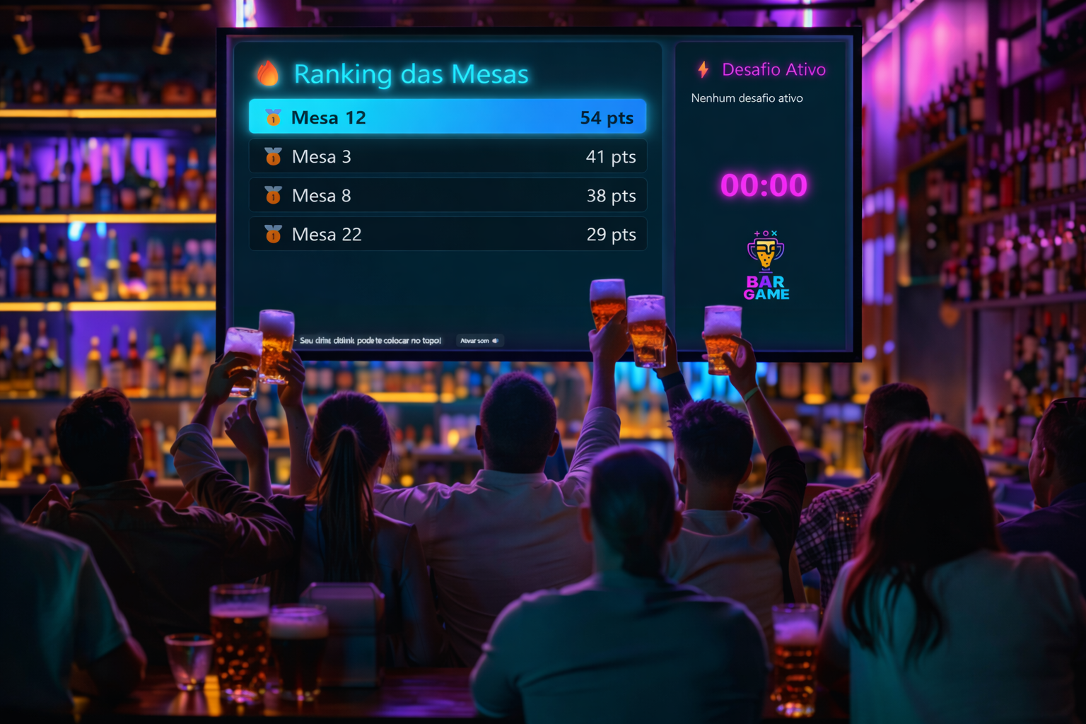 Clientes se divertindo no bar